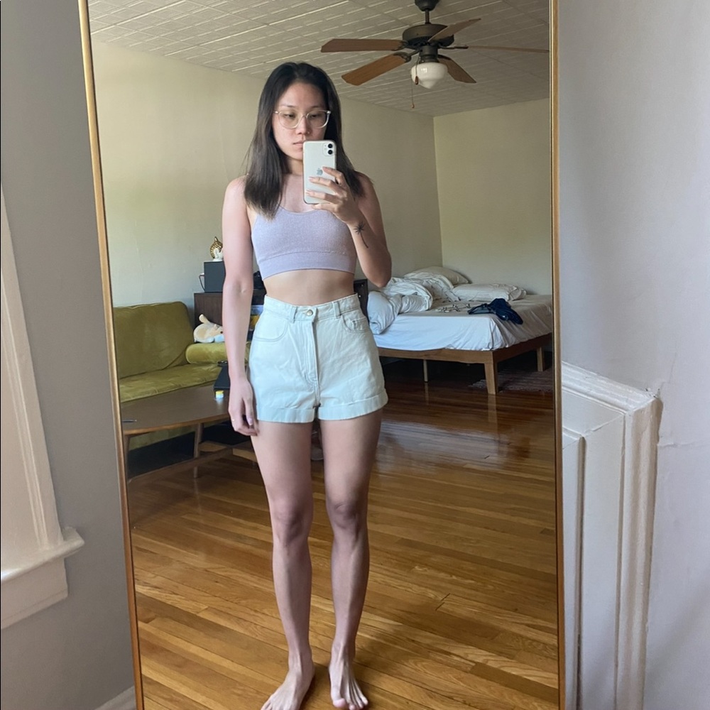 American Apparel denim high-waist cuff shorts